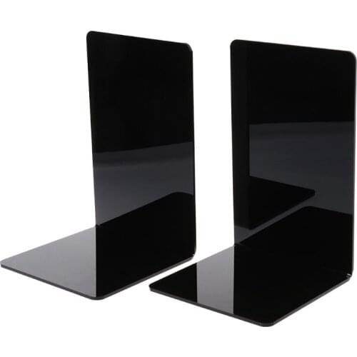2Pcs Black Acrylic Bookends L-shaped Desk Organizer Desktop Book Holder School Stationery Office Accessories P9YA