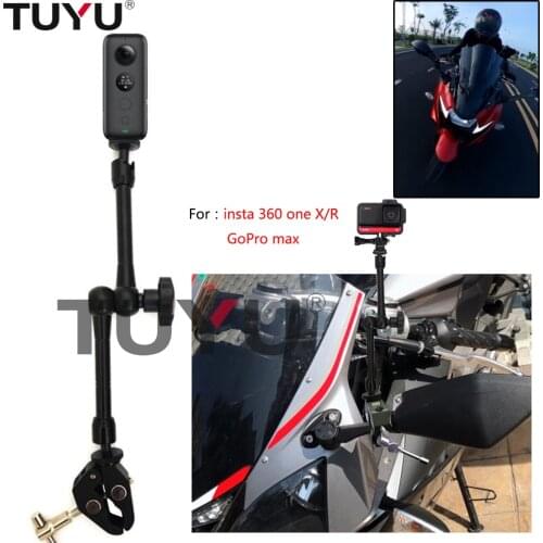 Motorcycle Bike Camera Holder Handlebar Mirror Mount Bracket1/4 Metal Stand For GoPro Insta 360 ONE X R Action Cameras Accessory