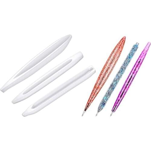 3PCS Pen Shape Resin Molds Silicone Ballpoint Pen Molds For Epoxy Resin Casting Mold For DIY Pen Candle Resin Crafts Making Tool