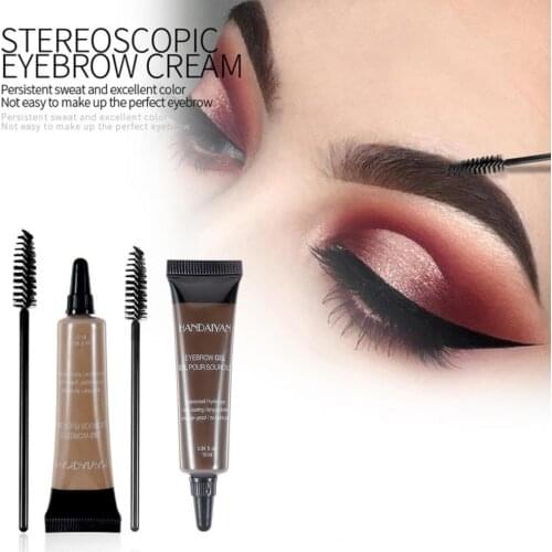 10ml Eyebrow Gel Non-Gradient Waterproof Cream Eyebrow Tattoo Pen Brush Kit Women Makeup Enhancer for Female