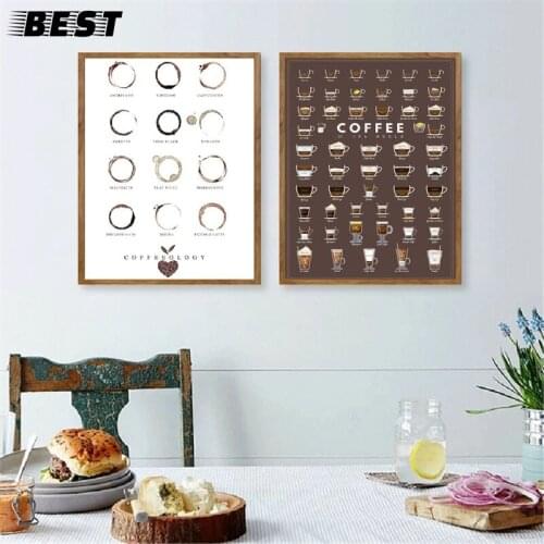 Quadros de parede desenhos artísticos de café, pôster do gráfico de café expresso pintura tela pintura na parede cozinha arte ca