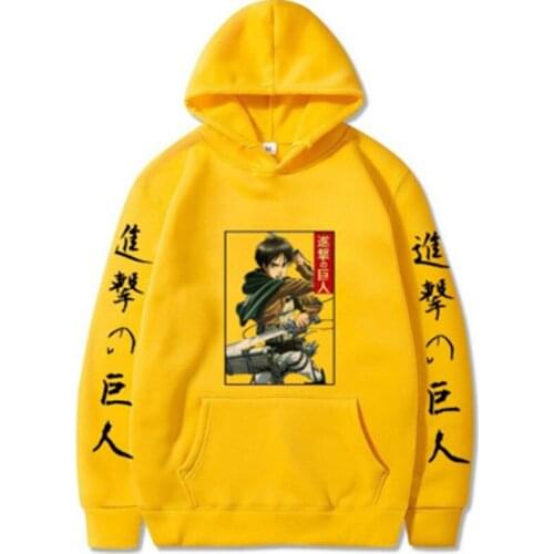 Japanese Anime Attacking Giant Cosplay Costume Mens Fashion Personality Printed Hooded Sweatshirt Harajuku Unisex Hoodie