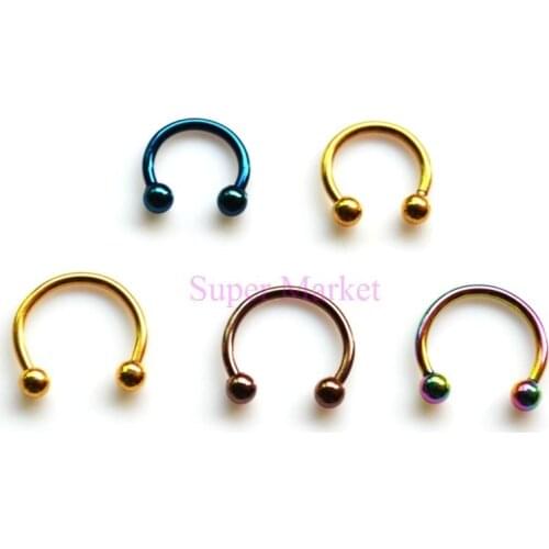 BCR Circular Barbells Horseshoe Ear Piercing Eyebrow Ring Navel Fashion Lip Bar 16G Mixed colors Free shipping Promotional Gift