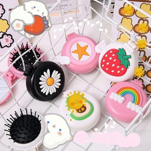 1Pc Folding Comb Mirror Comb Hairdressing Comb Portable Travel Air Bag Comb Massage Relax Small Air Cushion Relax Mirror