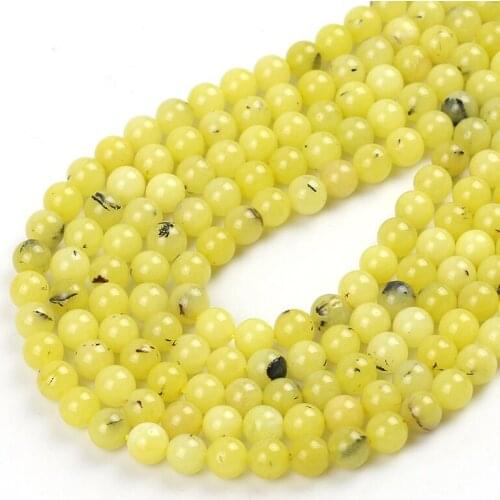 Natural Stone Lemon Opal Round Loose Quartz Beads For Jewelry Making DIY Bracelet Earrings Accessories 15'' 6/8/10/12mm