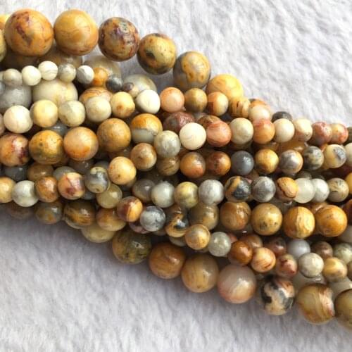 Natural Genuine Yellow Crazy Agate Round Jewellery Loose Necklace or bracelet Beads 4-14mm 15" 06086