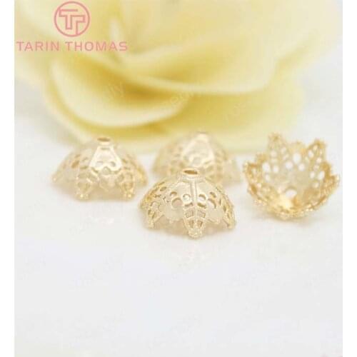 4PCS 16MM 24K Champagne Gold Color Plated Brass Snowflake Beads Caps Tassel Caps High Quality Diy Jewelry Accessories