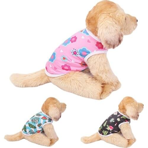 Summer Pet Clothes Vest Dog Shirt Soft Breathable Flower Print T Shirts Comfortable Thin Pet Clothing For Dog Cat Puppy Apparel