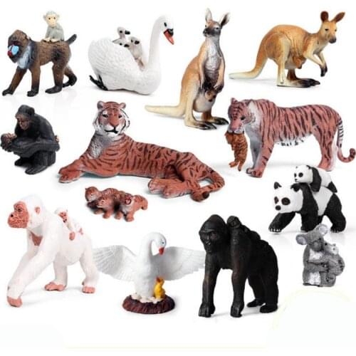 Little Baby with Parent Series Animal Figure Collectible Toys Wild Animal Cognition Action Figures Kids Plastic Cement Toys