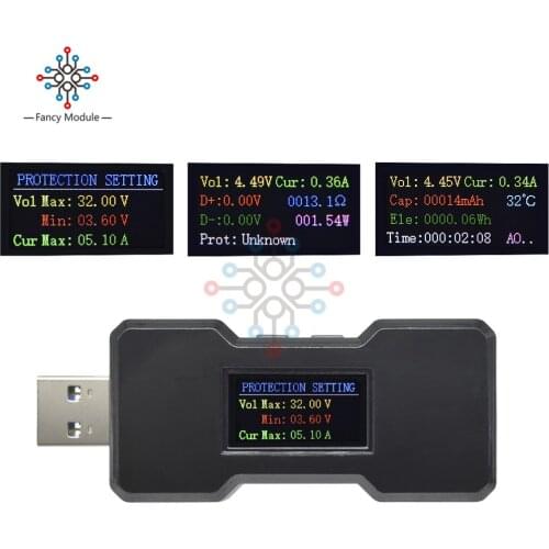 FNB18 QC3.0QC2.0 Quick Charger Multi-functional Detector USB 3.0 Voltmeter Ammeter Battery Capacitance Tester Watt Meter Monitor