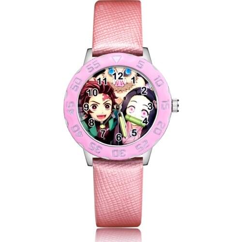 Fashion Pretty Cartoon Anime Character Style Children Kids Student Girls Boys Quartz Leather Wrist Watches Clcok JM235