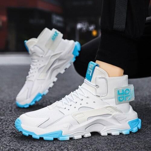 Men Sneakers High Top Soft Breathable Mesh Ankle Sports Boots Outdoor Athletic Walking Jogging Running Sports Shoes Gym Footwear