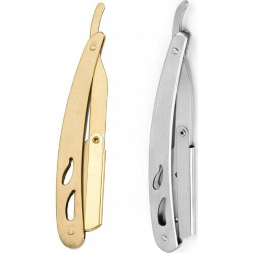 Men Shaving Razor Holder Barber Stainless Steel Blade Holder Sliver Beard Folding Shaving Razor Facial Cleaning Tools For Men