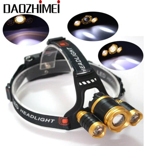 2019 Zoom Outdoor Headlight 8000 Lumens XM-L T6 Zoomable High Power LED Headlamp +2*18650Battery +Car Charger+USB wire