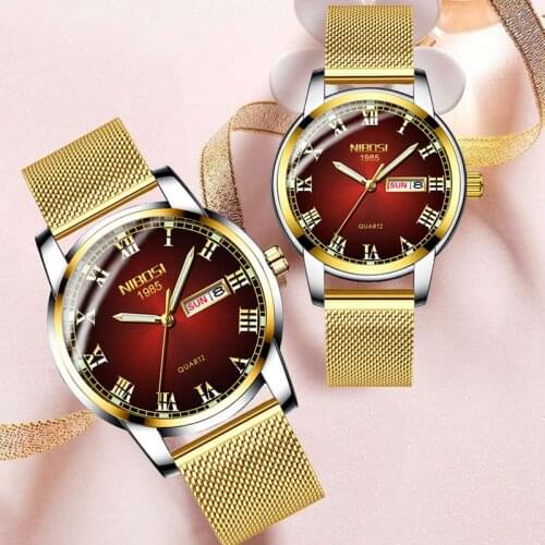 NIBOSI Couple Watch Luxury Quartz Waterproof Lover Watches Fashion Ladies Wristwatch Gift Female Clock Relogio 2378