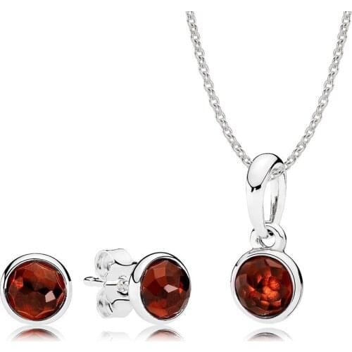 NEW Book Di 100% 925 Sterling Silver January Droplets Gift Set fit charm original Necklace Women jewelry A Set