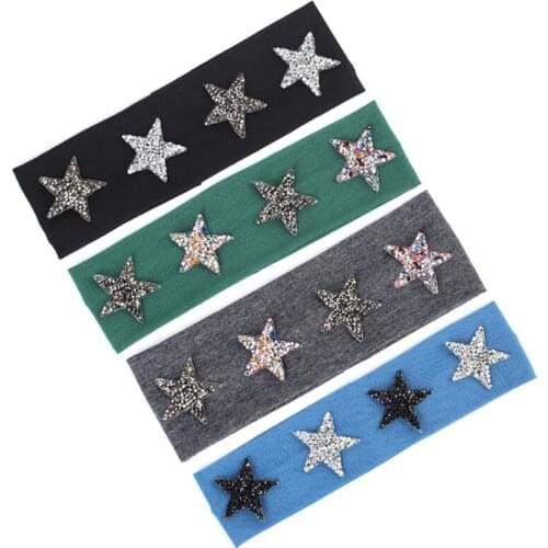 New Fashion Stretchy Headband For Girls Baby Cut Shining Star Hair Band Children Kids Summer Turban Rhinestones Hair Accessories
