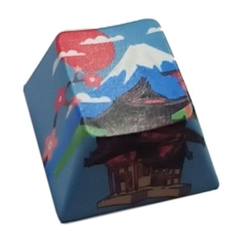 New High Quality R4 Keycap Cherry Profile Dip Dye Sculpture PBT Keyboard Keycap for Mechanical Keyboard Etched Mount Fuji