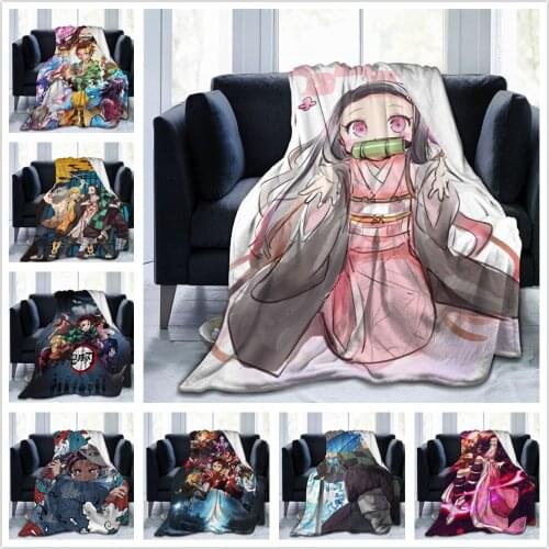 Demon Slayer Blanket Flannel Throw Blankets Micro Fleece Cozy Plush Covers for Bed Car and Home Decoration