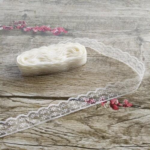 Wholesale beautiful 10 yards 22mm Beige lace ribbon embroidery lace DIY jewelry decoration / clothing accessories