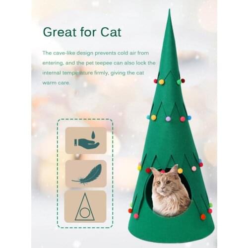 Wholesale Pet Teepee Tent Christmas Tree Cat Nest Puppy Pet Party Gifts Pet House Cats Bed New Year Home Decor