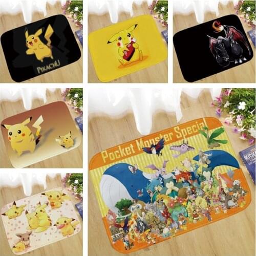 Pokemon Cartoons Pikachu Animation peripherals Flannel mat bedroom bathroom Non-slip mat Doormat Childrens room decoration mat