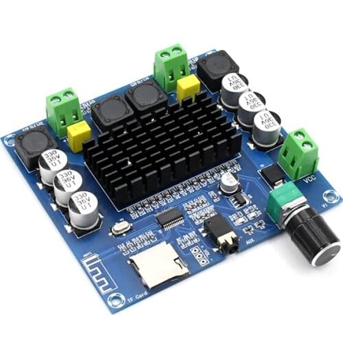 XH-A105 Bluetooth-compatible 5.0 TDA7498 digital Power amplifier board 2x100W Stereo Audio AMP Module Support TF Card AUX