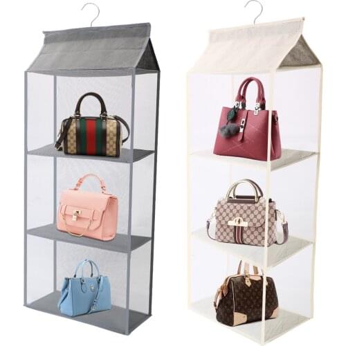 Hanging Handbag Organizer Foldable Purse Storage Bag Three-dimensional Door Wardrobe Closet Hanger Bedroom Organization