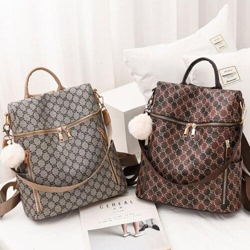 Womens Luxury Brand Design Double Shoulder Traval Casual Bacpacks Ladies Backpack Fashion PU Leather Print Pattern Rucksack