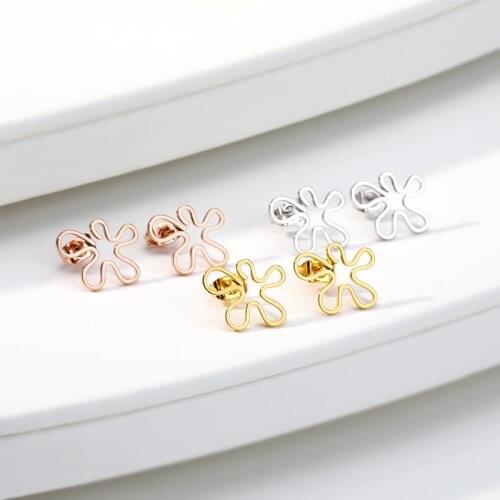 Rose Gold Flower Earings Fashion Jewelry Stainless Steel Minimalism Small Cute Earrings For Women Bridesmaid Gifts 2019 Brincos