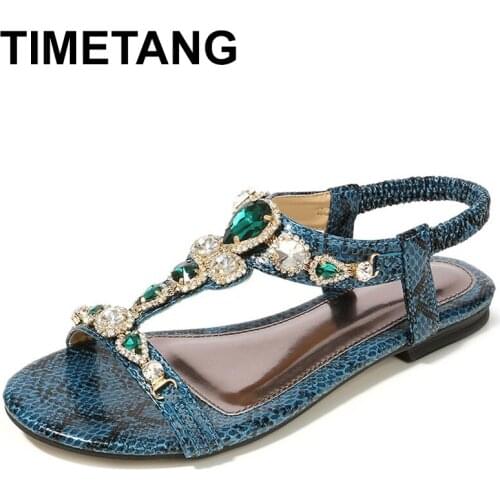 TIMETANG Size 35-45 retro Bohemian diamond sandals for women retro sexy beaded serpentine simple casual sandals for womenE663