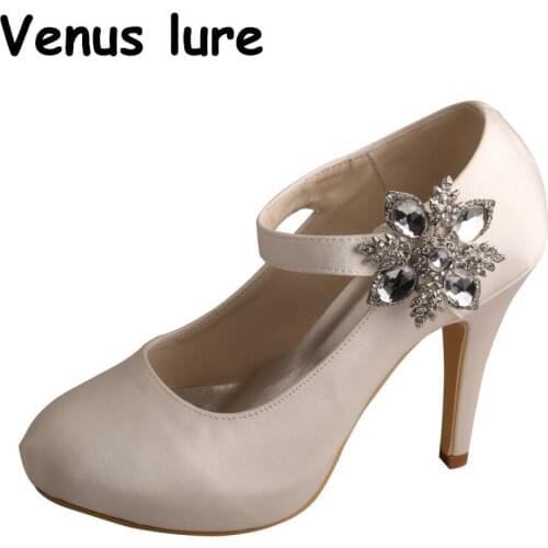 Ivory Round Toe Court Shoes for Women Size 4 Mary Jane High Heeled