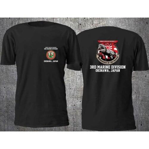 USMC 3RD MARINE DIVISION OKINAWA T shirt Men two sides 100% cotton casual gift tee USA Size