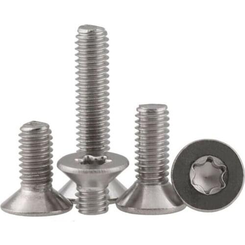304 Stainless Steel Countersunk Head Torx Pin Security Machine Screws Flat Head Six Lobe Anti Theft Screws M2 M2.5 M3 M4