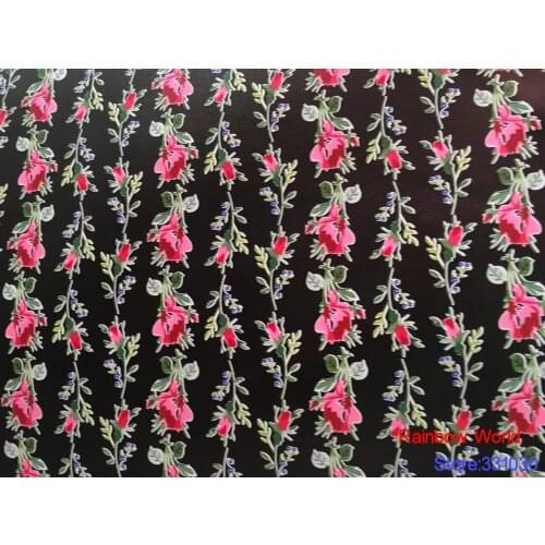 High Quality flower pattern Faux PU Leather fabric for DIY sewing sofa table shoes bags bed material(1 yard)