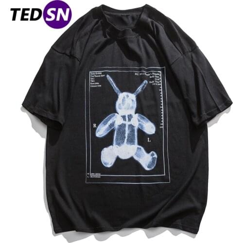 X-Ray Rabbit Print T Shirt Men Hip Hop Harajuku Short Sleeve 2020 Summer Oversized Loose Streetwear Casual Tshirts