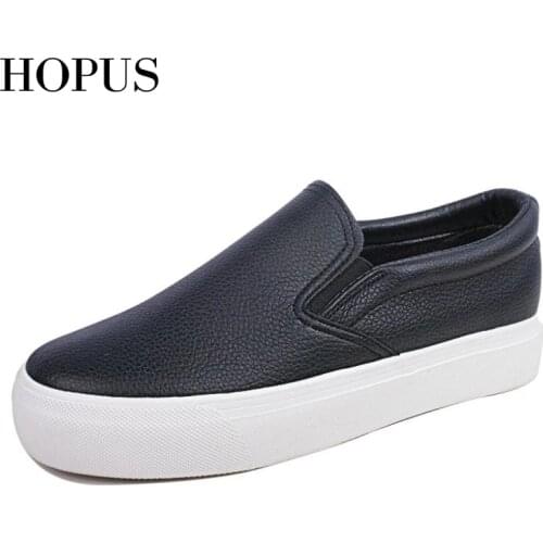 Women Sneakers Leather Shoes Spring Trend Casual Flats Sneakers Female New Fashion Comfort Sli-on Platform Vulcanized Shoes