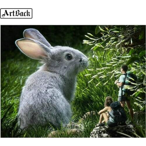 Animal diamond painting rabbit icon 5d full square & round diamond mosaic resin diy 3d diamond embroidery sticker decoration