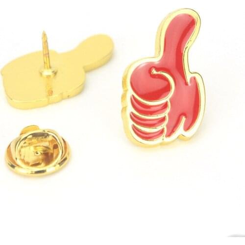1pcs like-like shape red oil dripping metal alloy brooch, thumb gesture, clothing decoration, lapel pin, gift for friends