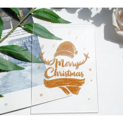 10pcs customize print Santa Claus acrylic greeting card with family photo for anniversary