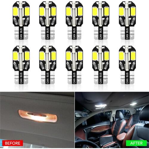 10Pcs W5W T10 LED Canbus Light Bulbs for Skoda Octavia Yeti Roomster Fabia Rapid Superb KODIAQ Citigo KAMIQ KAROQ SCALA VISIO