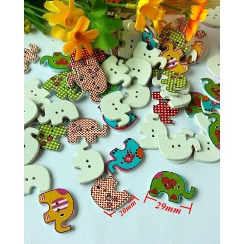 150pcs/lot 2 Holes Mixed Elephant Pattern Wooden Buttons Sewing Supplies 29x20mm crafts scrapbook accessories botones