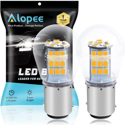 2-Pack 1157 BAY15D P21/5W 2057 2357 7528 33 SMD Yellow / Amber 10-24V DC LED Bulbs Car Blinker Turn Signal Lights Parking Light