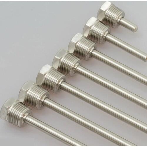 20/35/50/80/100/150/200mm Thermowell,Thread 1/2" (DN15) Stainless Steel 304 Waterproof Solar Temperature Sensor