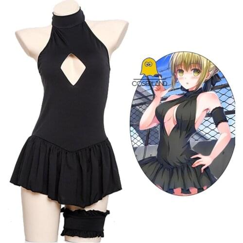 2021 Anime Swimsuit Fate Grand Order Alter Saber Cosplay Costume FGO Sexy Black Dress Women Summer Sukumizu High Fork Swimsuit
