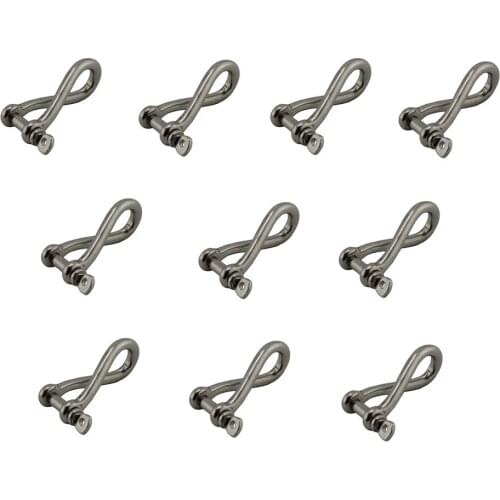 5mm/6mm Twist Shackle Stainless Steel 316 Marine Hardware High Mirror Polished Boat Rigging Hardware 10pcs