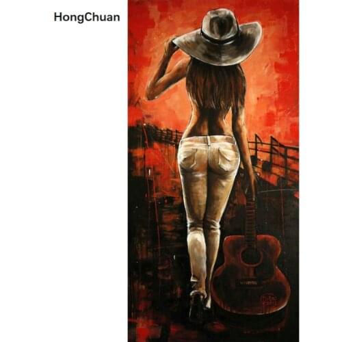 5D DIY Rhinestone Guitar Woman Square/Round Diamond Painting "Abstract Colorful" Cross Embroidery Mosaic Color Art Decoration