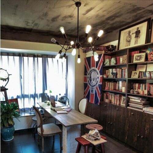 American Industrial Chandeliers Artistic Individuality Iron Black Widow Spider Chandelier Retro Wind Bar Light 85-265V