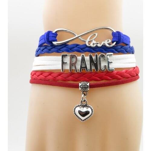 Infinity France Bracelet heart Charm France country bracelets fashion France man and woman rope bracelet France jewelry