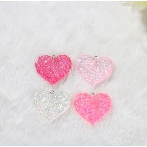 Glitter heart and star charms fashion Jewelry necklace pendant keychain charms for DIY decoration